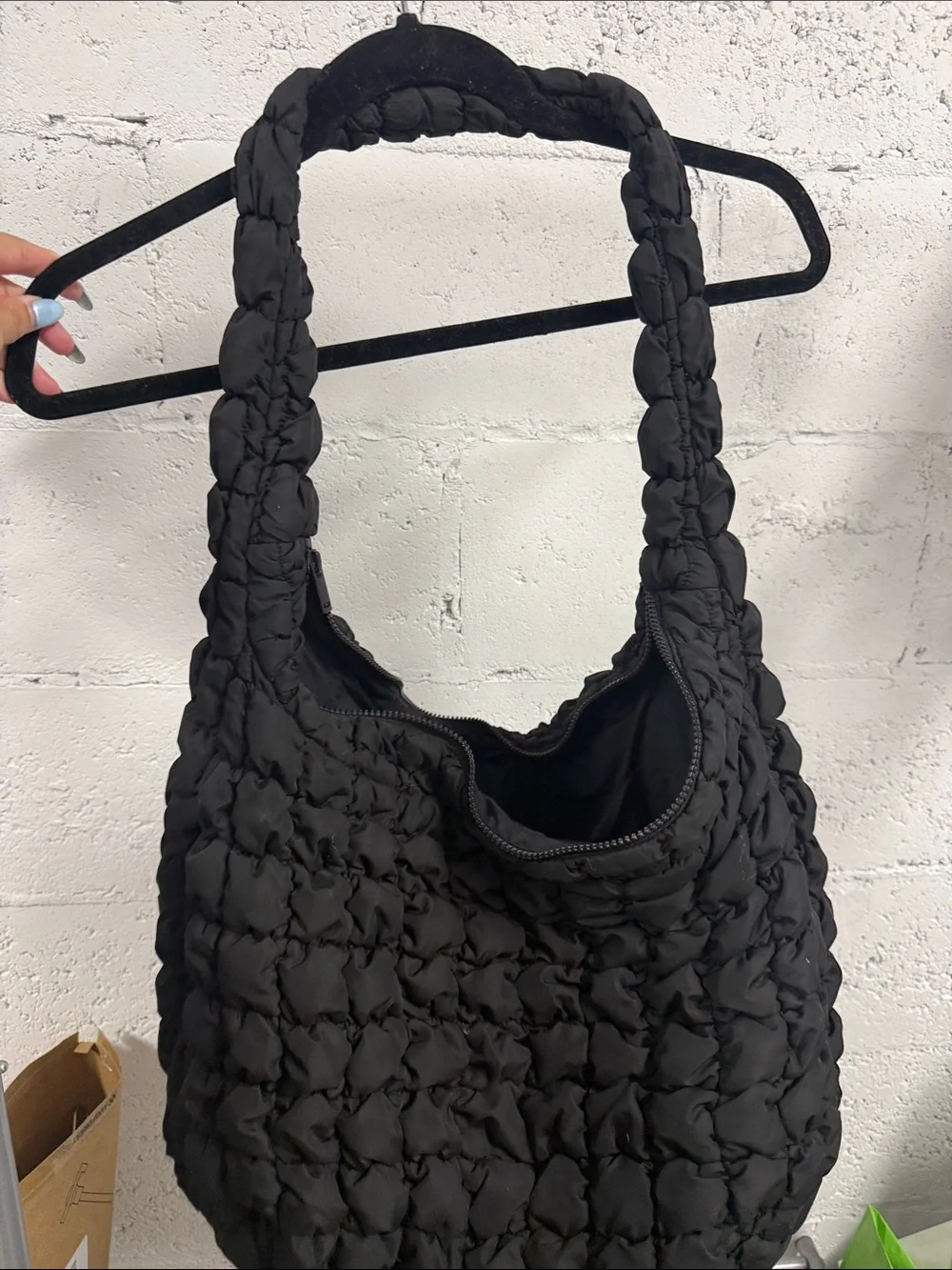 COS Oversized Quilted Black Puffer Hobo Bag - LIKE NEW